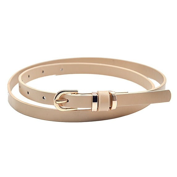 CBGELRT Women Skinny Leather Belts with Gold Metal Buckle Adjustable Thin Waist Belt for Pants Sweater Dresses Plus Size Waistband, Khaki