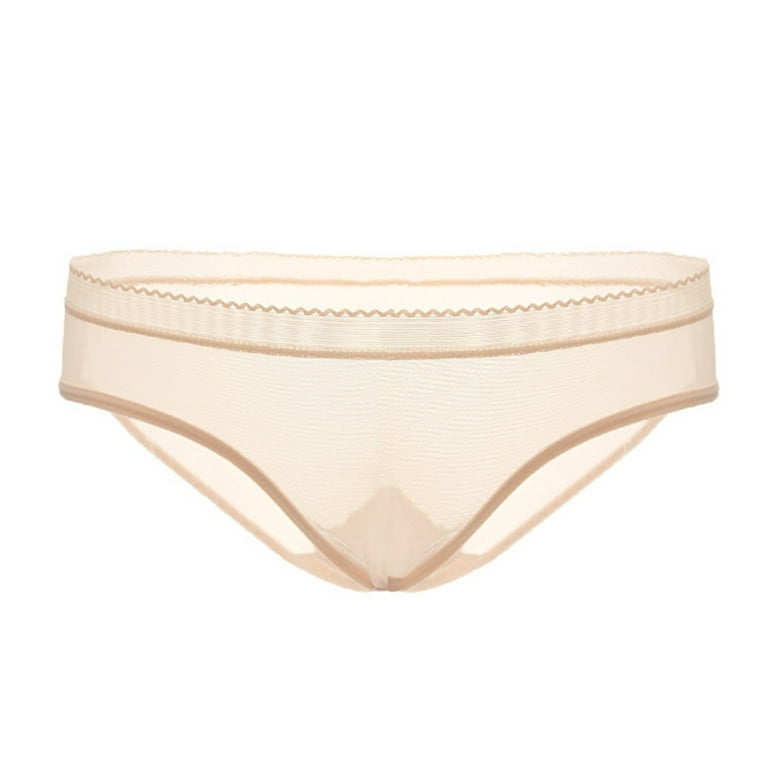CBGELRT Women's Brief Transparent Panties Women's Underwear Mesh See  Through Comfort Briefs Low Rise Underpants seamless Underwear Thong M Beige  