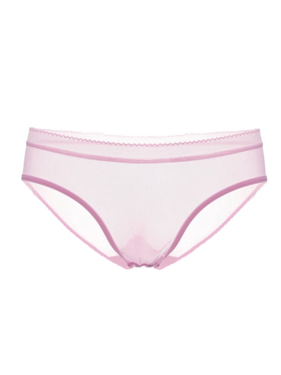 Women's Brief Transparent Panties Women's Underwear Mesh See Through Comfort Briefs Low Rise Underpants seamless Underwear Thong M Pink
