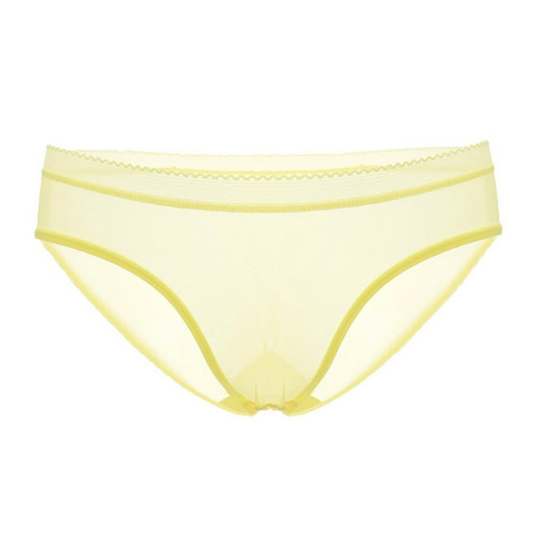 CBGELRT Women's Brief Transparent Panties Women's Underwear Mesh See  Through Comfort Briefs Low Rise Underpants seamless Underwear Thong M Yellow