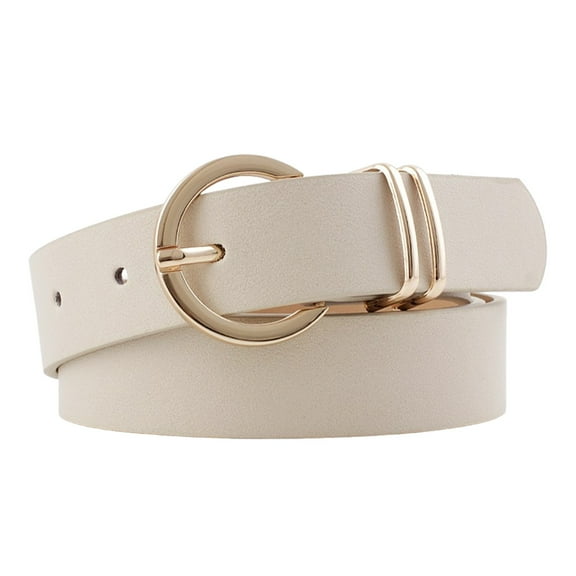 CBGELRT Women's Leather Belts for Jeans Dress with Gold Pin Buckle Plus Size Adjustable Wide Elastic Waist Belt Ladies Waistband, Beige