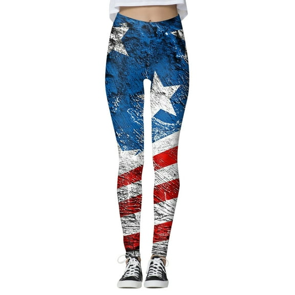 CBGELRT Women's Pants 2023 Fashion 4Th Of July American Flag Pirnt Sporty Leggings Woman High Waist Push Up Workout Leggins Pantalones Red S
