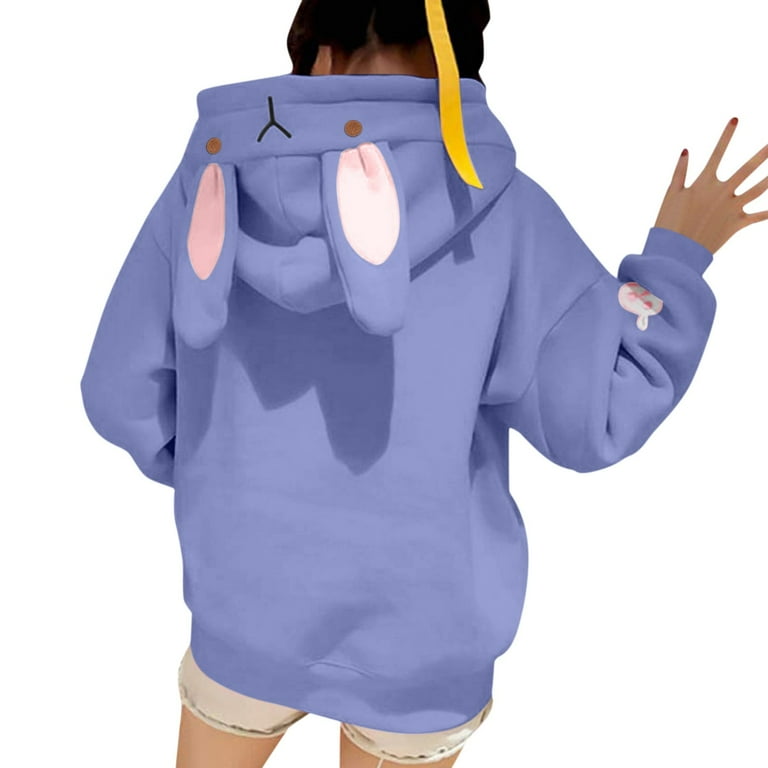 Pale Blue Hooded Bunny Ears Sweatshirt Pale Blue Hooded Bunny Ears Sweatshirt