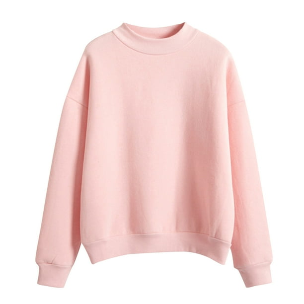CBGELRT Womens Fashion Pullover Hoodies Solid Crewneck Sweatshirts Fall Winter Casual Long Sleeve Tops Blouse Sports T Shirt L Pink Walmart Business Supplies