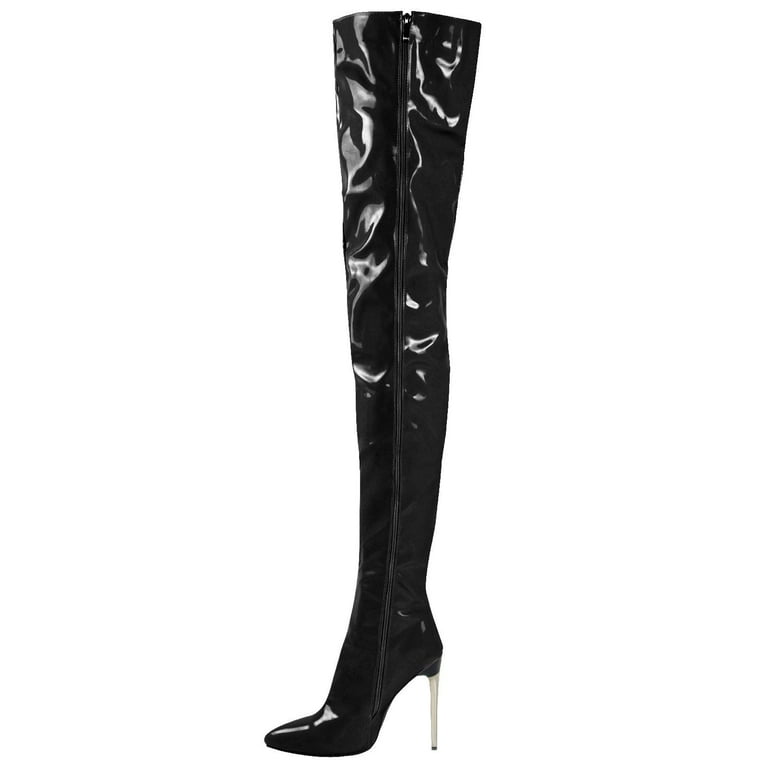 CBGELRT Womens Over the Knee Boots Classic Fashion Shiny Leather