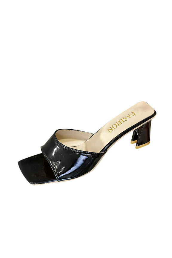 Womens Sandals Black Size 12 Womens Sandals Platform Fashion Summer Women Sandals Medium Heel Thick Heel Open Toe Solid Casual Slip On Closed Toe Sandals