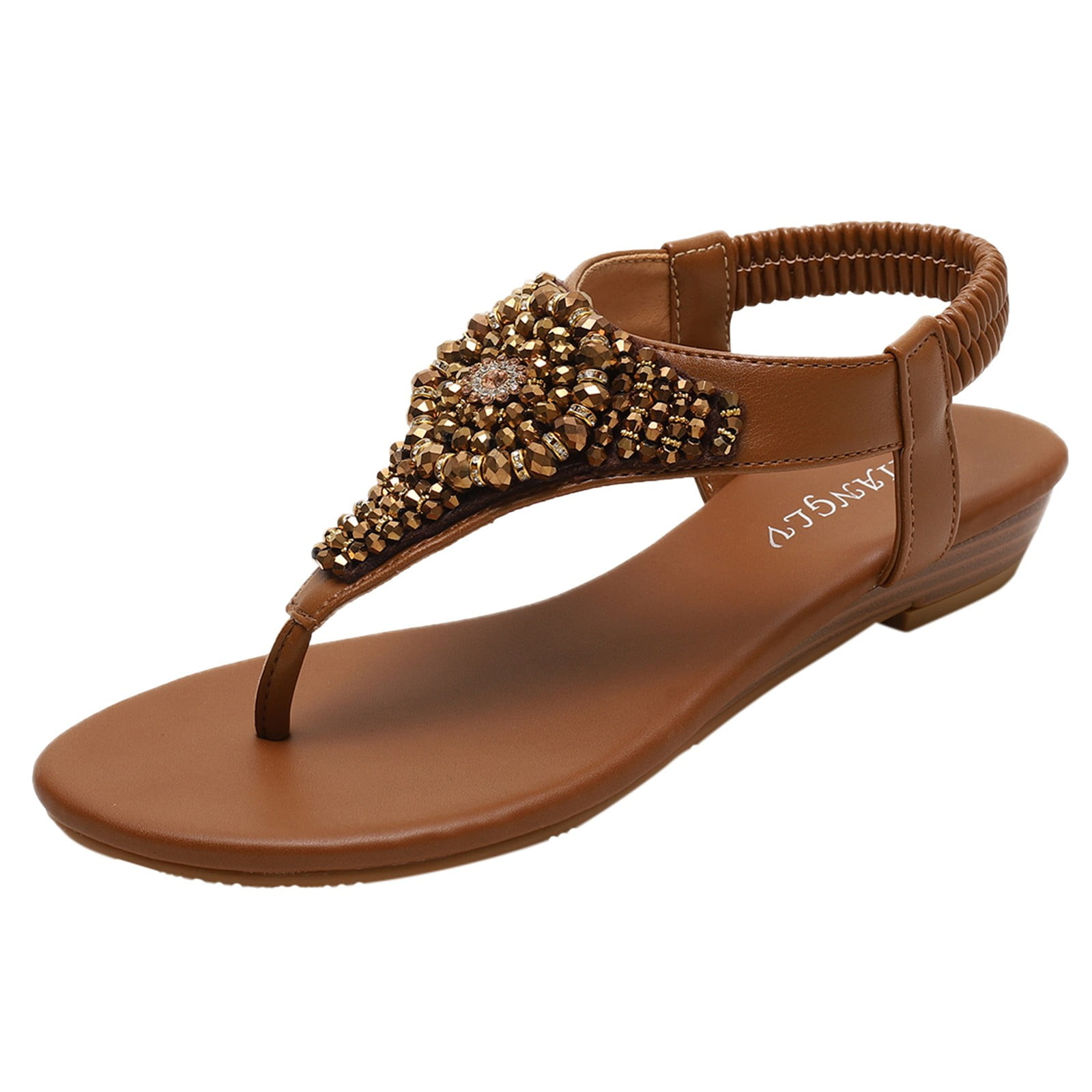 Unbranded Brown Multicolor Boho Wedge Sandals Crisscross Strap