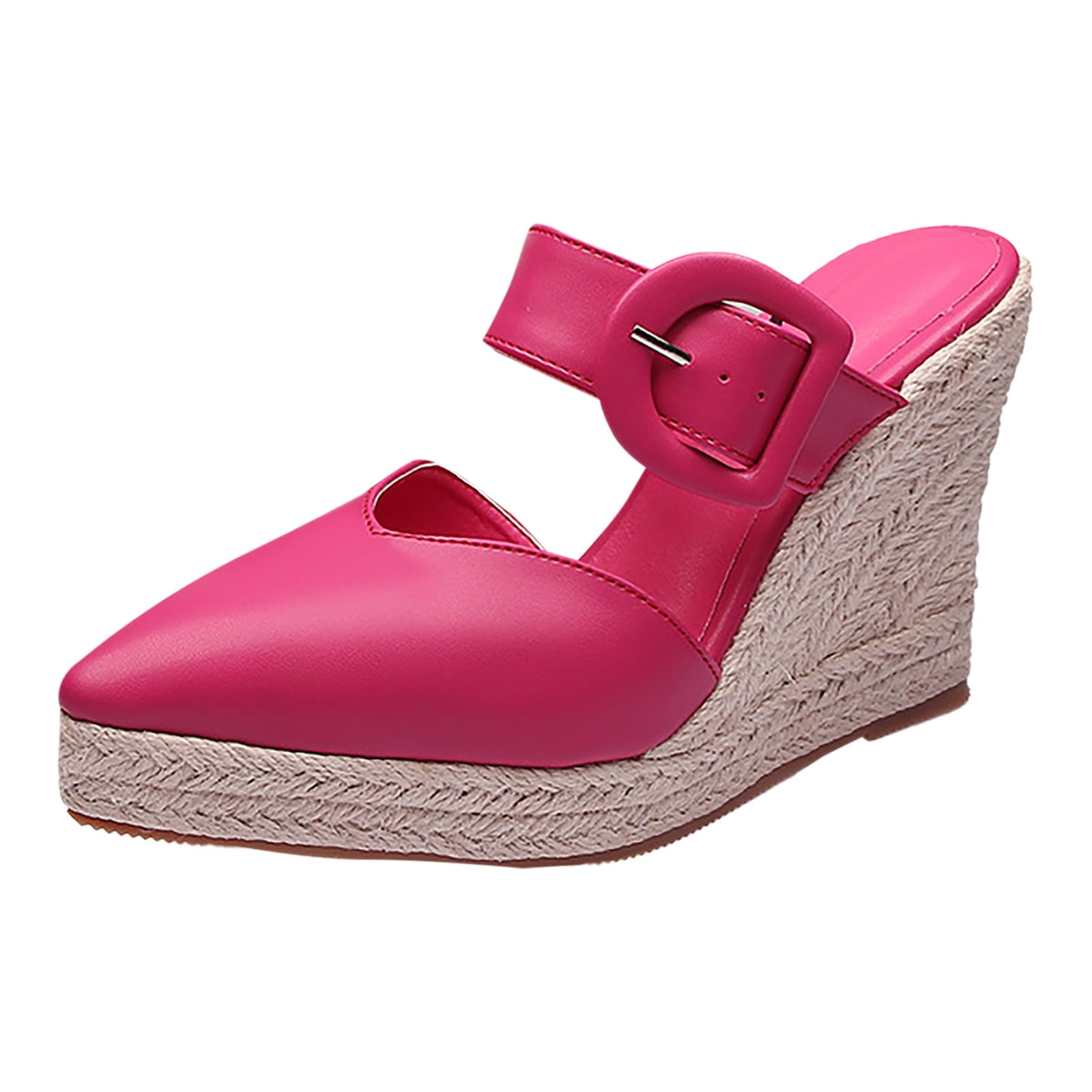 CBGELRT Womens Sandals Hot Pink Diamond Sandals for Women Thick Sole Wedge  Slippers Women Summer Heel Straw Woven Casual Pointed Fisherman Shoes  Leather Espadrilles Platform Sandals Women Heel - Walmart.com