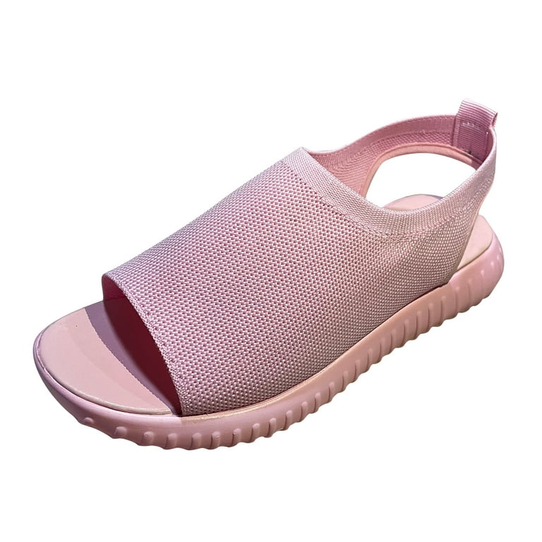 CBGELRT Womens Sandals Pink Women Size 12 Sandals Breathable on Mesh Shoes  Toe Wedge Fashion Sandals Womens Ladies Slip Women's Sandals Dress Shoes 