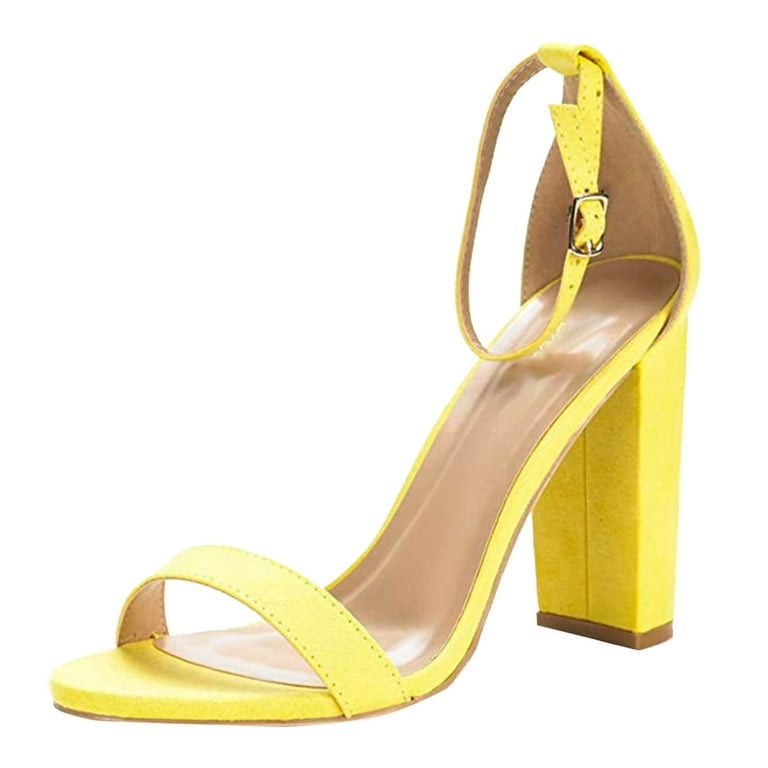 CBGELRT Womens Sandals Yellow Arch Fit Sandals for Women with Arch Support  Ladies High Heel Pumps Shoes Summer Sandals for Women Vacation Sandals for