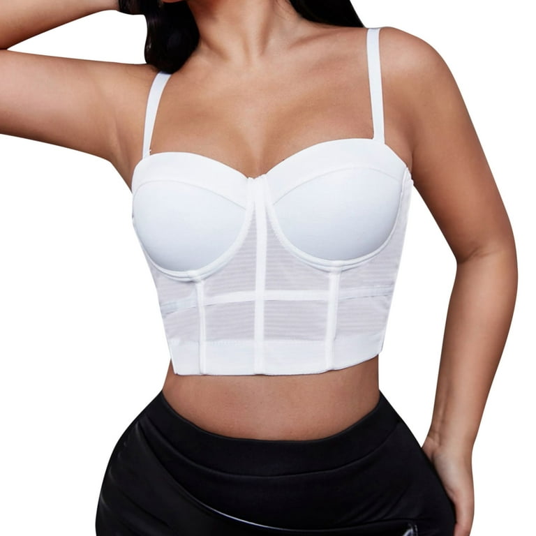 CBGELRT Womens Tops Fashion Womens White Shirts Womens Corset Top Bustier  Corset Top Tight Fitting Corset Tank Top Suspender Top Solid Short Fashion