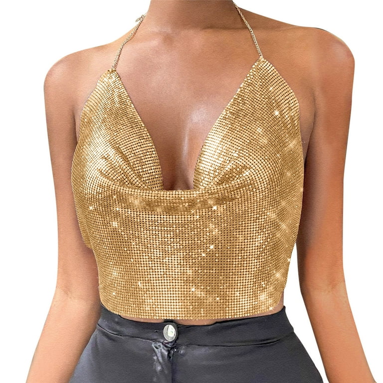 Gold Mesh Embroidery Lace Halter Crop Top  Halter crop top, Lace crop tops,  Crop tops