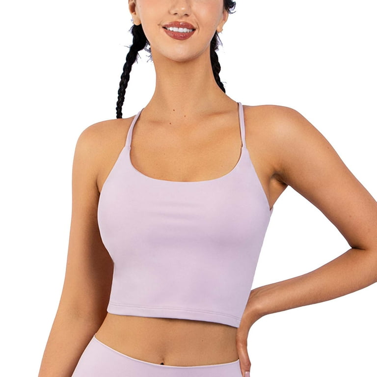 CBGELRT Womens Tops Casual Loose White Corset Top Womens Sports Bra Padded  Back Bustier Without Underwire Straps Backless Crossed Gym Push Up Bra