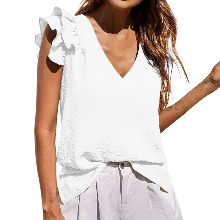 CBGELRT Womens Tops Summer Striped Shirt Women W Neck Crop Tank Top Solid  Color Leaf Crop Vest ,M