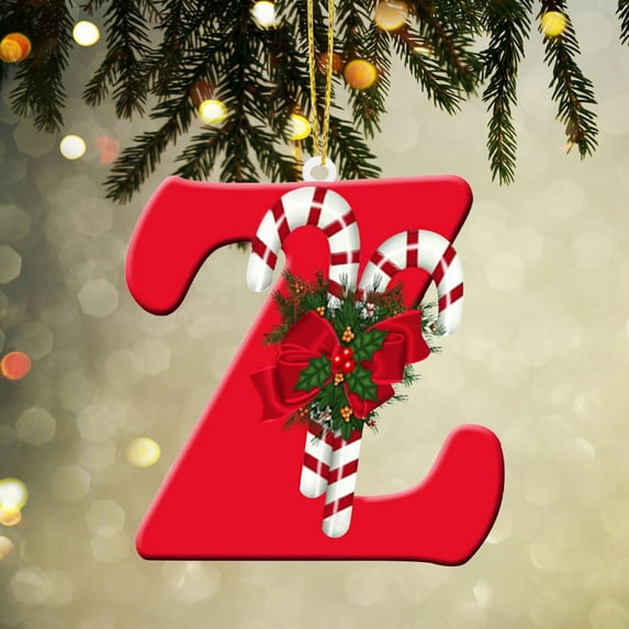 CBI Christmas 26 Letter Ornaments 1Pc, Red Acrylic Initial Letter Christmas Tree Ornament A to Z, Christmas Stocking Letter Tags Ornament, Xmas Stockings Alphabet Hanging Pendant Gifts Decor-A