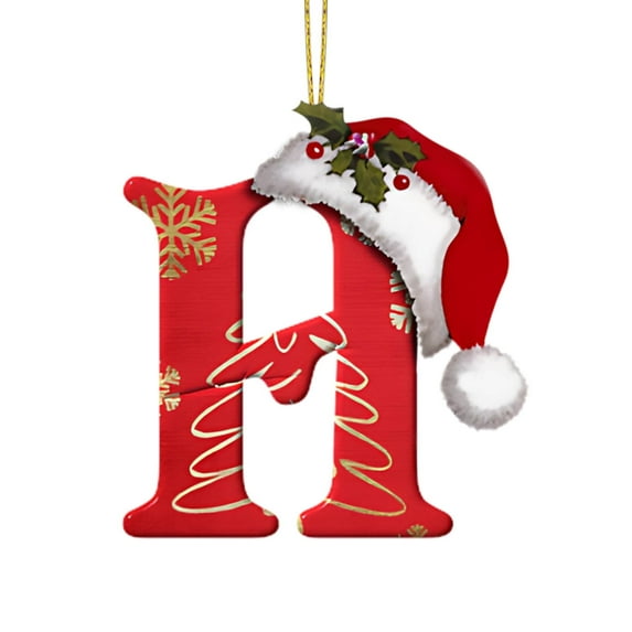 CBI Christmas Initial Ornaments, Personalized DIY 26 Letters Christmas Tree Decoration Pendant, Red Acrylic Initial Monogram Shape Xmas Tree Hanging Decor Christmas Gifts