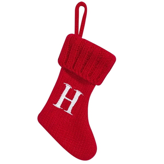 CBI Christmas Stockings Initial Monogram Embroidered Christmas Mini Red Knitted Stockings Personalized 26 Letters Candy Gift Bag Socks Family Holiday Xmas Party Decorations