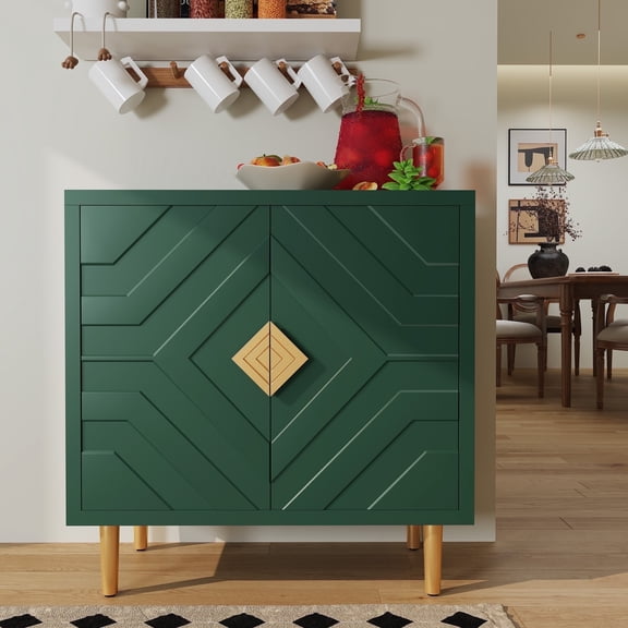 CBJCBJ 31.7" Modern Accent Sideboard Buffet Cabinet with 2 Doors & Shelves, Credenza for Living Room Storage, Green