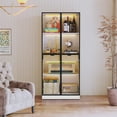thumbnail image 1 of CBJCBJ 4-Tier Bookcase Display Cabinet with Glass Doors and Drawer, Display Case for Collectibles with Light Strip, 68.3" Tall, White, 1 of 6