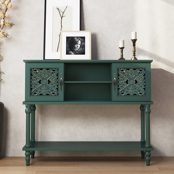 CBJCBJ 42'' Modern Retro Console Table, Entryway Table with Open Storage Shelf , for Living Room,Green