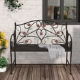 thumbnail image 1 of CBJCBJ 42" Waterproof Outdoor Bench ,Indoor Entryway Stools with Metal Rose Design, for Gardens/ Lawns,Black, 1 of 8