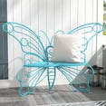 thumbnail image 1 of CBJCBJ 50" Weatherproof Outdoor  Patio Bench，Metal Butterfly Design for Garden and Lawn Porch， Blue, 1 of 8