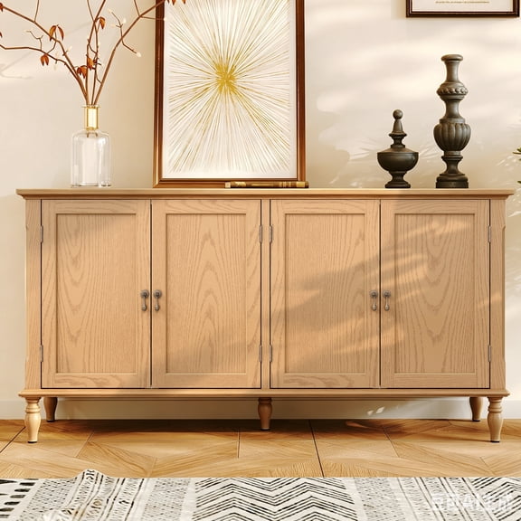 CBJCBJ 58" Retro Sideboard Buffet Cabinet with Storage, Accent Cabinet for Kitchen, Living Room,Wood