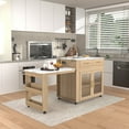 thumbnail image 1 of CBJCBJ Kitchen Island with Storage | Expandable Retractable on Wheels 71.65" L | Space-Saving of Island Cart, Beige, 1 of 13