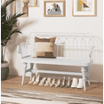 thumbnail image 1 of CBJCBJ Farmhouse Entryway Bench, Spindle Back Wooden Dining Benches for Living Room, Mudroom, White, 1 of 7