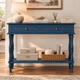 thumbnail image 1 of CBJCBJ Minimal Assembly Console Table, Entryway Table with 2 Drawers and Open Shelf, for Living Room, Blue, 1 of 7