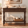 thumbnail image 1 of CBJCBJ Minimal Assembly Console Table, Entryway Table with 2 Drawers and Open Shelf, for Living Room, Brown, 1 of 8
