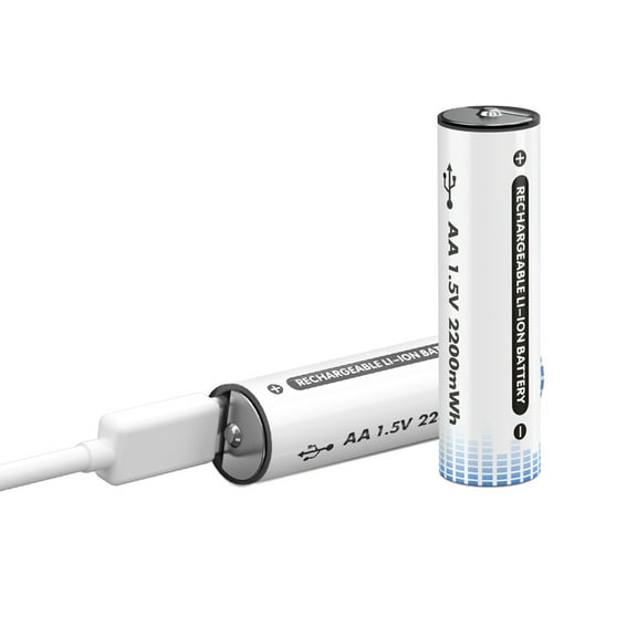 CBJJ 1.5V USB AAA Rechargeable 4 Batteries, Long-Lasting High-Capacity, Cycle Times Up to 1200 (2 Pack, White)