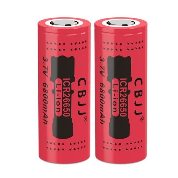 CBJJ 26650 Rechargeable Battery, 6800mah, high Capacity, 3.7v 26650 Rechargeable Battery,Suitable for Electronic Devices Such as Strong Light flashlights.(2 PCS)