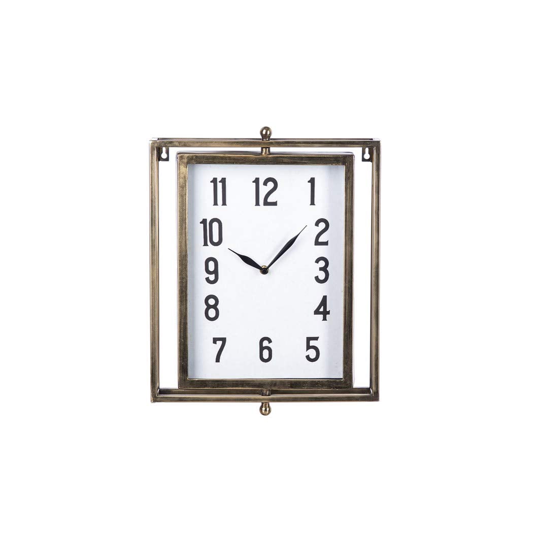Ganz CB173863 Brushed Gold Rectangle Wall Clock, 16-inch Height, Metal ...
