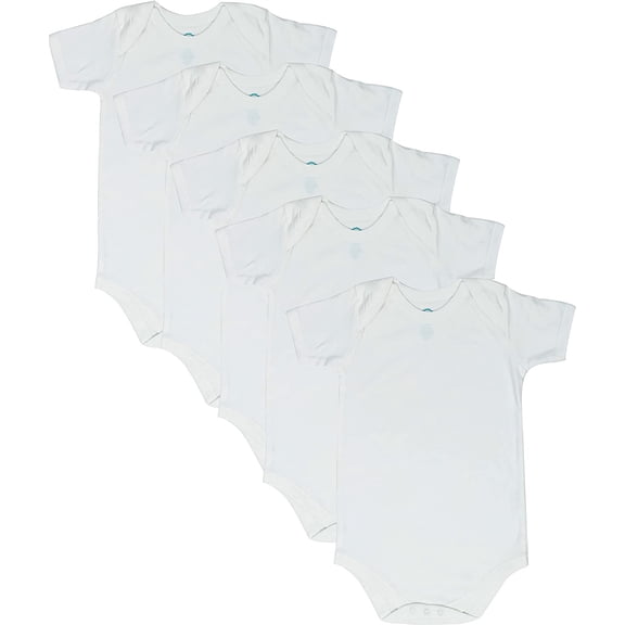 CBObaby Adaptive Short Sleeve Envelope Neck Bodysuit, Kids & Teens Special Needs, White 7, 5-Pack