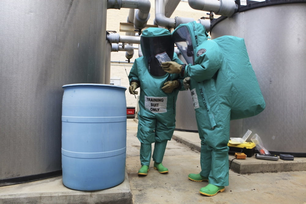 CBRN defense specialists check a barrel for contamination Canvas Art - Stocktrek Images (35 x 23)