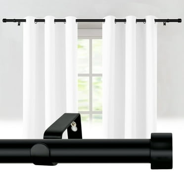 CBSRORO Metal Splicing Black Curtain Rod for Windows Single Heavy Duty Drapery Rod with Curtain Rod Brackets,48''-144''