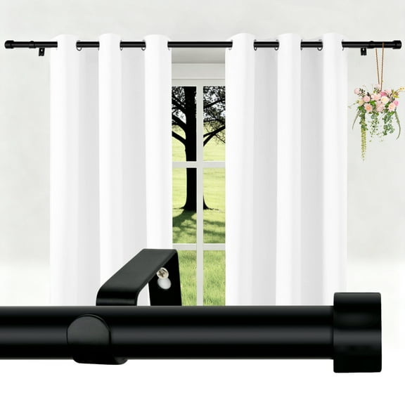 CBSRORO Metal Splicing Black Curtain Rod for Windows Single Heavy Duty Drapery Rod with Curtain Rod Brackets,48''-144''