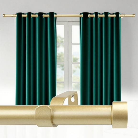 CBSRORO Metal Splicing Gold Curtain Rod for Windows Single Heavy Duty Drapery Rod with Curtain Rod Brackets,48''-144''