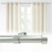 CBSRORO Metal Splicing Silver Curtain Rod for Windows Single Heavy Duty Drapery Rod with Curtain Rod Brackets,48''-144''