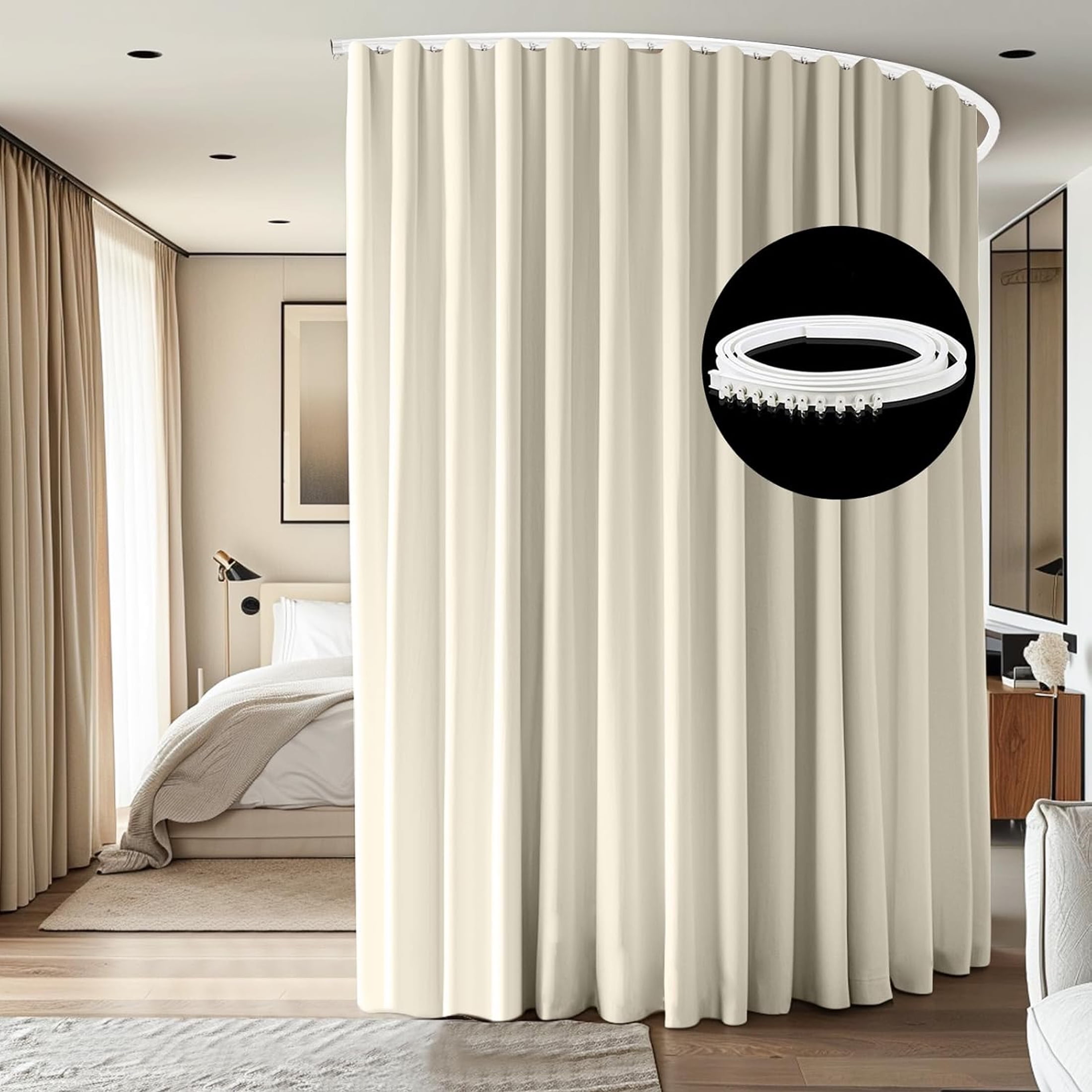 CBSRORO Room Divider Blackout Curtains With Ceiling Mounted Curtain CBSRORO Room Divider Blackout Curtains With Ceiling Mounted Curtain