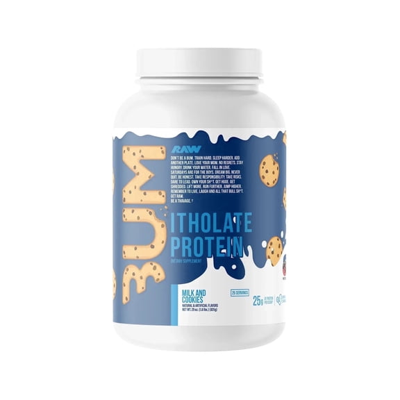 Raw Nutrition BUM Itholate Protein Powder, Growth & Recovery, Milk & Cookies, 25 Servings