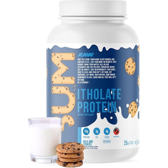 RAW Nutrition CBUM Itholate Whey Protein Isolate Powder, Milk & Cookie, Grass-Fed, 25 Servings