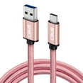 thumbnail image 1 of CBUS 3ft Heavy-Duty Braided Fast Charging Cable USB-C to USB-A for Samsung, Motorola, TCL, BLU, Nokia (Pink Rose Gold), 1 of 5