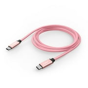 CBUS 6ft USB to USB C Cable Fast Charging Cord Type-C for Samsung Galaxy S25/S24/Plus/Ultra/FE, A35/A16/A15/A14 5G, Flip, Moto G Power/Play/Stylus, TCL 50/40/XE/LE Heavy-Duty Braided Pink Rose Gold