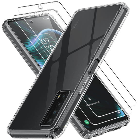 CBUS Flex-Gel Silicone Case and 2 Glass Screen Protectors for TCL Stylus 5G (T779W) (Clear)