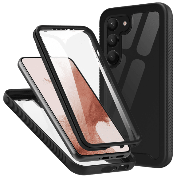 CBUS Heavy-Duty Phone Case with Built-in Screen Protector Cover Compatible with Samsung Galaxy S23 Full Body (Black)