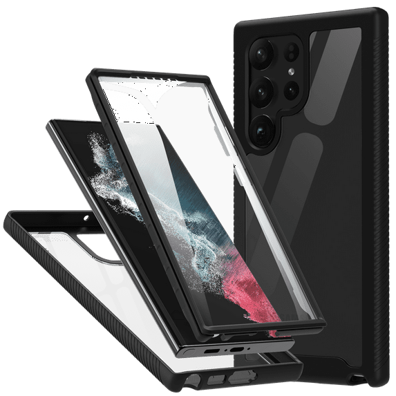 CBUS Heavy-Duty Phone Case with Built-in Screen Protector Cover Compatible with Samsung Galaxy S23 Ultra –– Full Body (Black)