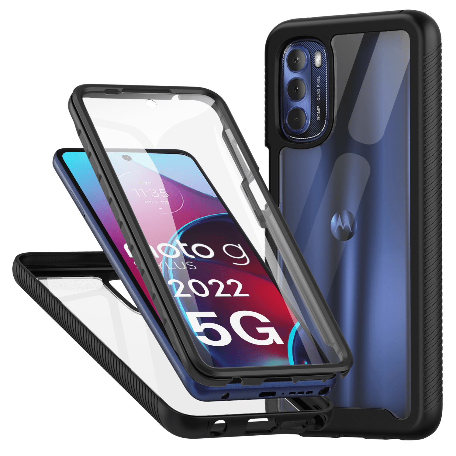 For Motorola Edge 5G UW 2022 2023 2024 TPU Phone Case+Tempered Glass-ENH