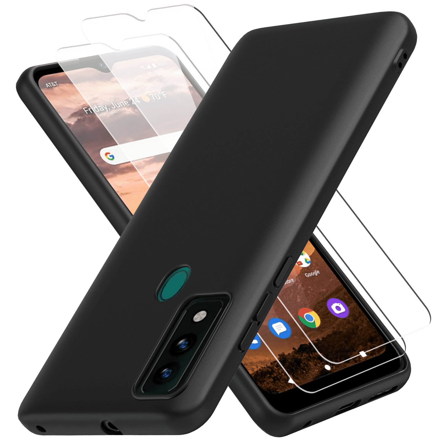 CBUS Silicone Flex-Gel Case + 2X Glass Screen Protectors for AT&T ...